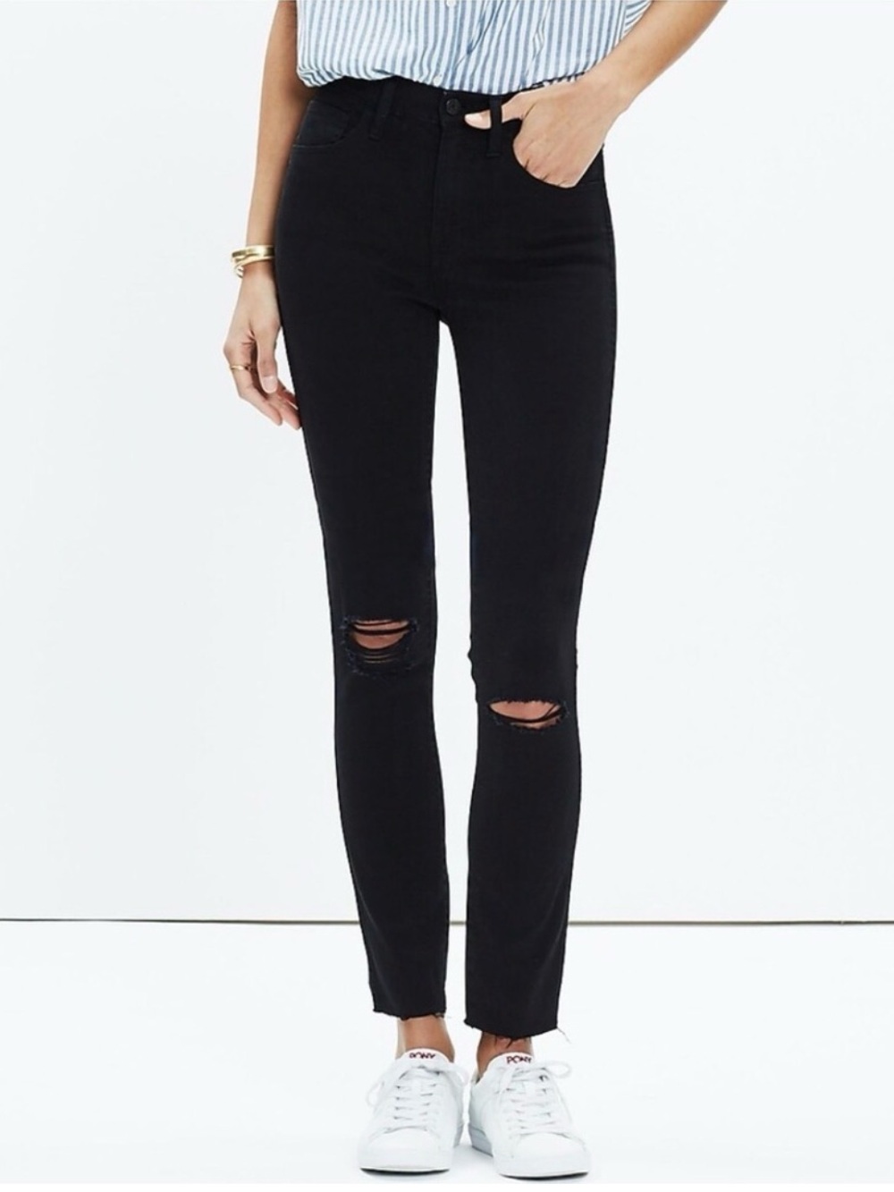 Madewell 10” High Riser Skinny Skinny Distressed Raw Hem Jeans Size 24